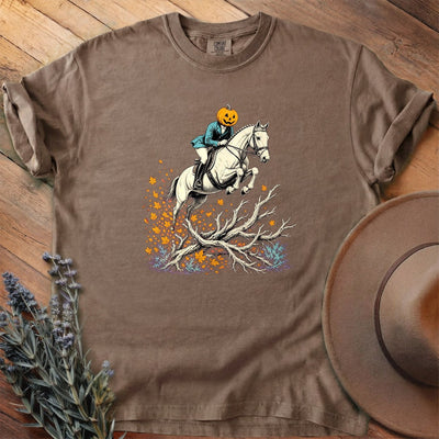 Pumpkin Rider Over Timber T-Shirt - Horse Graphic Tee - Gift for Horse Lovers - Unisex