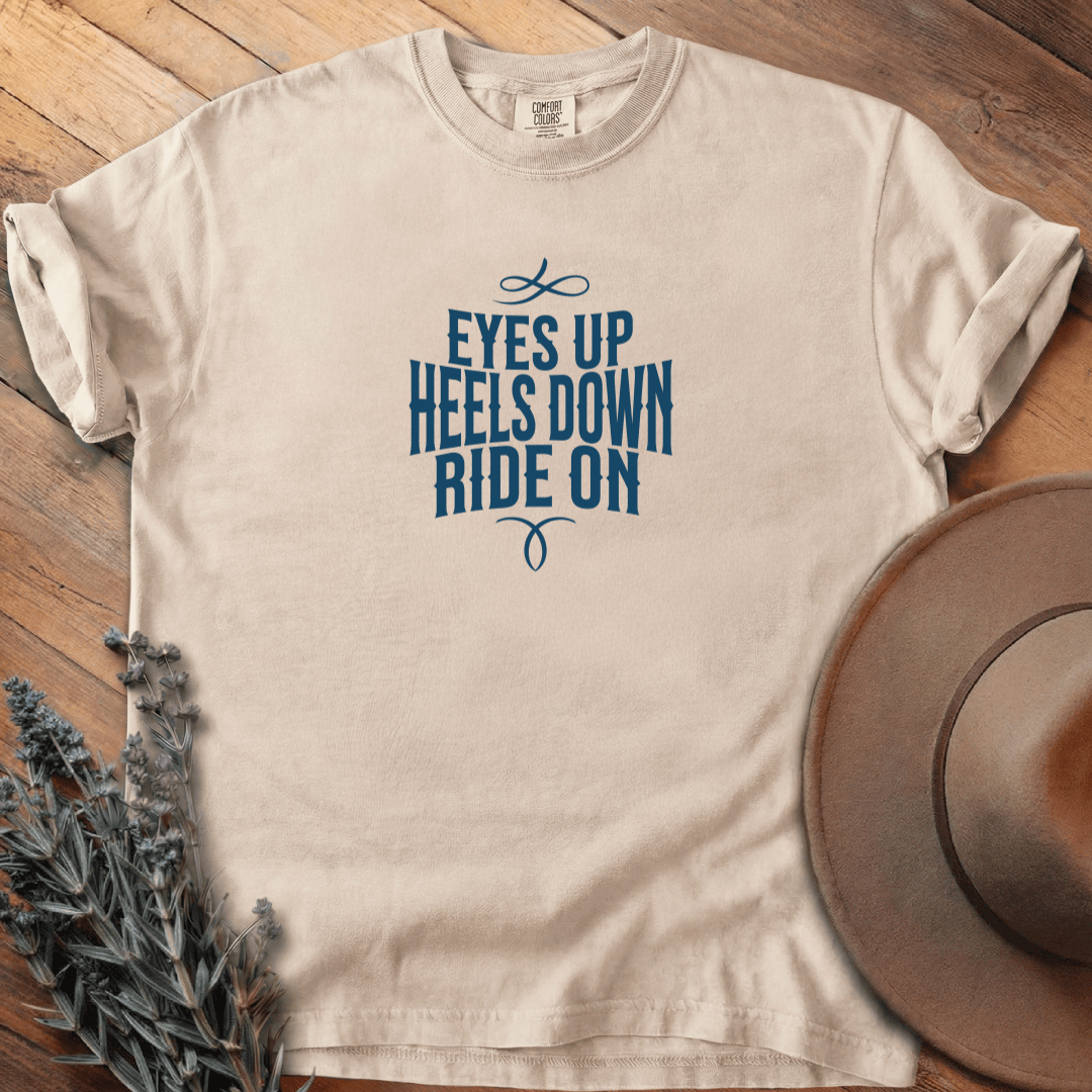 Eyes Up - Heels Down T-Shirt - Horse Graphic Tee - Gift for Horse Lovers - Unisex