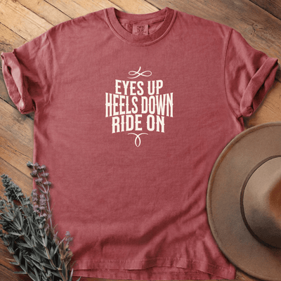 Eyes Up - Heels Down T-Shirt - Horse Graphic Tee - Gift for Horse Lovers - Unisex