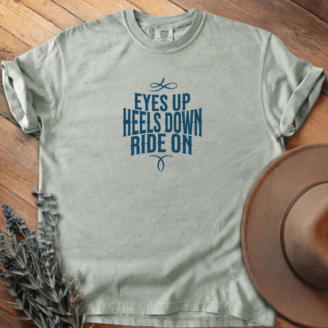 Eyes Up - Heels Down T-Shirt - Horse Graphic Tee - Gift for Horse Lovers - Unisex
