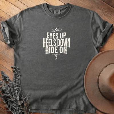 Eyes Up - Heels Down T-Shirt - Horse Graphic Tee - Gift for Horse Lovers - Unisex