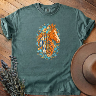 Feathers, Beads & Blooms T-Shirt - Horse Graphic Tee - Gift for Horse Lovers - Unisex