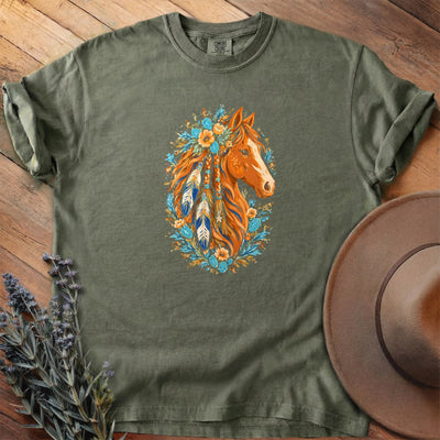 Feathers, Beads & Blooms T-Shirt - Horse Graphic Tee - Gift for Horse Lovers - Unisex