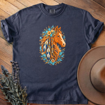 Feathers, Beads & Blooms T-Shirt - Horse Graphic Tee - Gift for Horse Lovers - Unisex