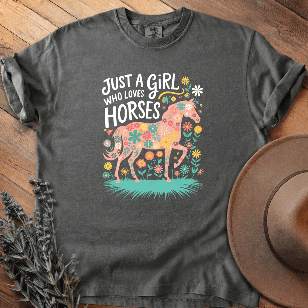 Just a Girl who loves Horses T-Shirt - Horse Graphic Tee - Gift for Horse Lovers