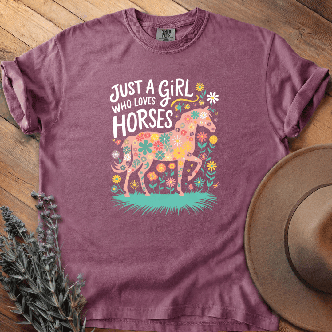 Just a Girl who loves Horses T-Shirt - Horse Graphic Tee - Gift for Horse Lovers