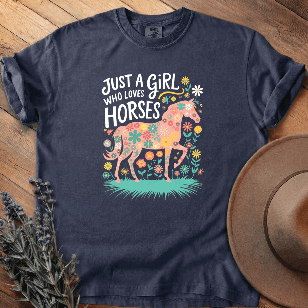 Just a Girl who loves Horses T-Shirt - Horse Graphic Tee - Gift for Horse Lovers