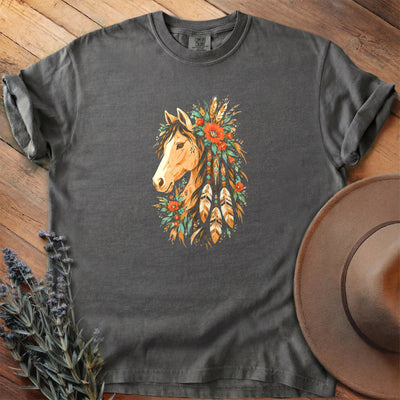 Feathers, Flowers And Turquoise T-Shirt - Horse Graphic Tee - Gift for Horse Lovers - Unisex