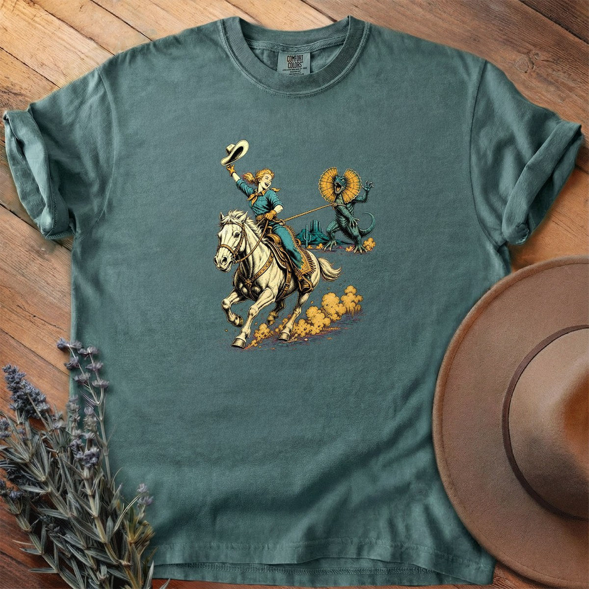 Cowgirl Ropes A Dinosaur T-Shirt - Horse Graphic Tee - Gift for Horse Lovers - Unisex