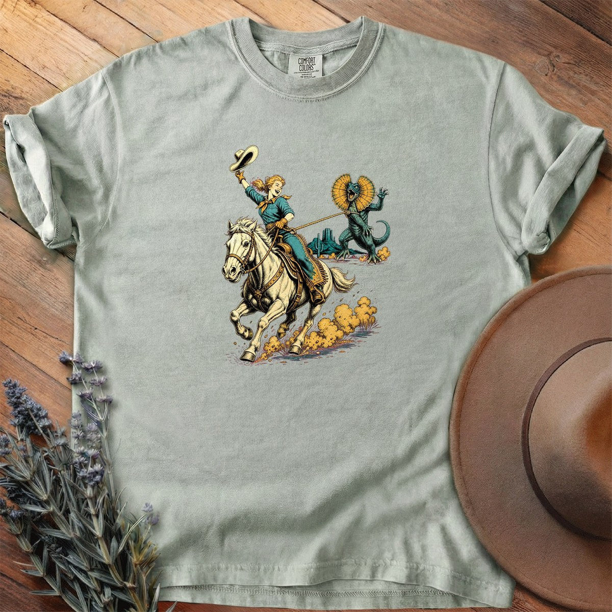 Cowgirl Ropes A Dinosaur T-Shirt - Horse Graphic Tee - Gift for Horse Lovers - Unisex
