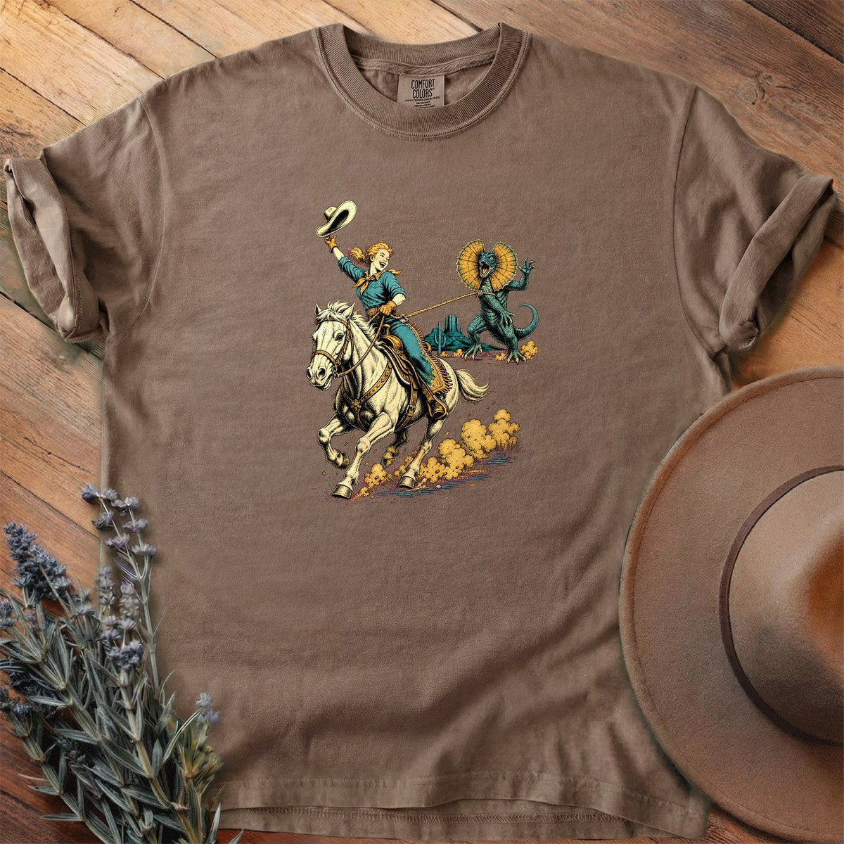 Cowgirl Ropes A Dinosaur T-Shirt - Horse Graphic Tee - Gift for Horse Lovers - Unisex
