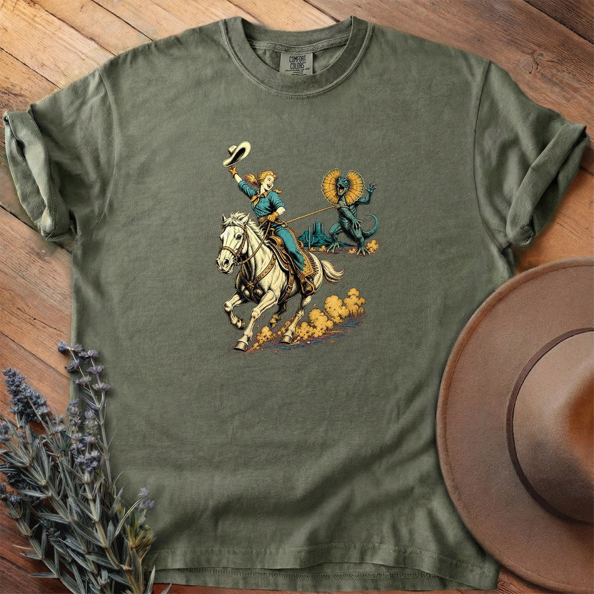 Cowgirl Ropes A Dinosaur T-Shirt - Horse Graphic Tee - Gift for Horse Lovers - Unisex
