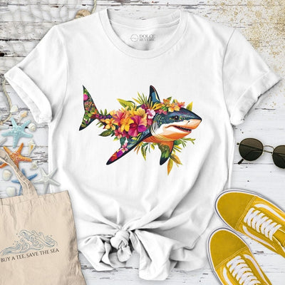 Floral Shark T-Shirt - Ocean Graphic Tee - Gift for Ocean Lovers - Unisex