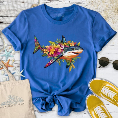 Floral Shark T-Shirt - Ocean Graphic Tee - Gift for Ocean Lovers - Unisex
