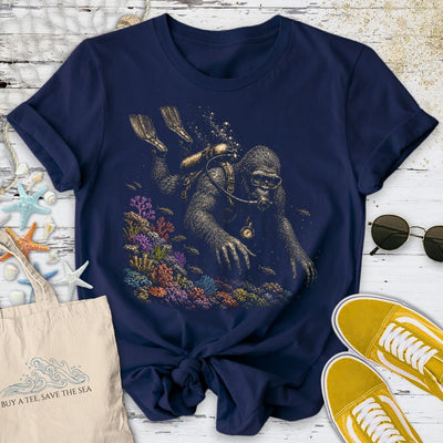 Diving Bigfoot T-Shirt - Ocean Graphic Tee - Gift for Ocean Lovers - Unisex