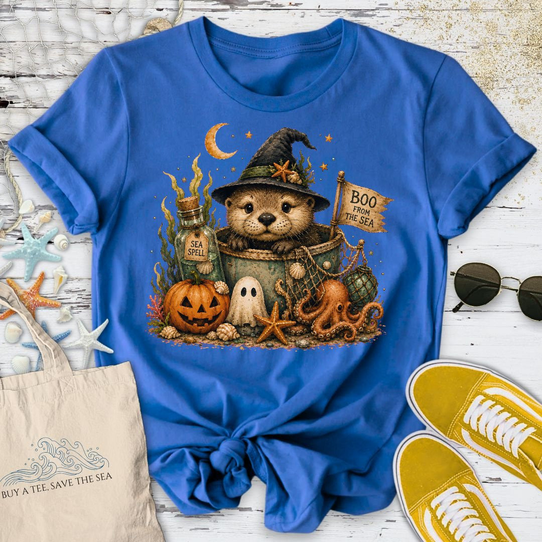 Boo From The Sea, Halloween Otter T-Shirt - Ocean Graphic Tee - Gift for Ocean Lovers - Unisex