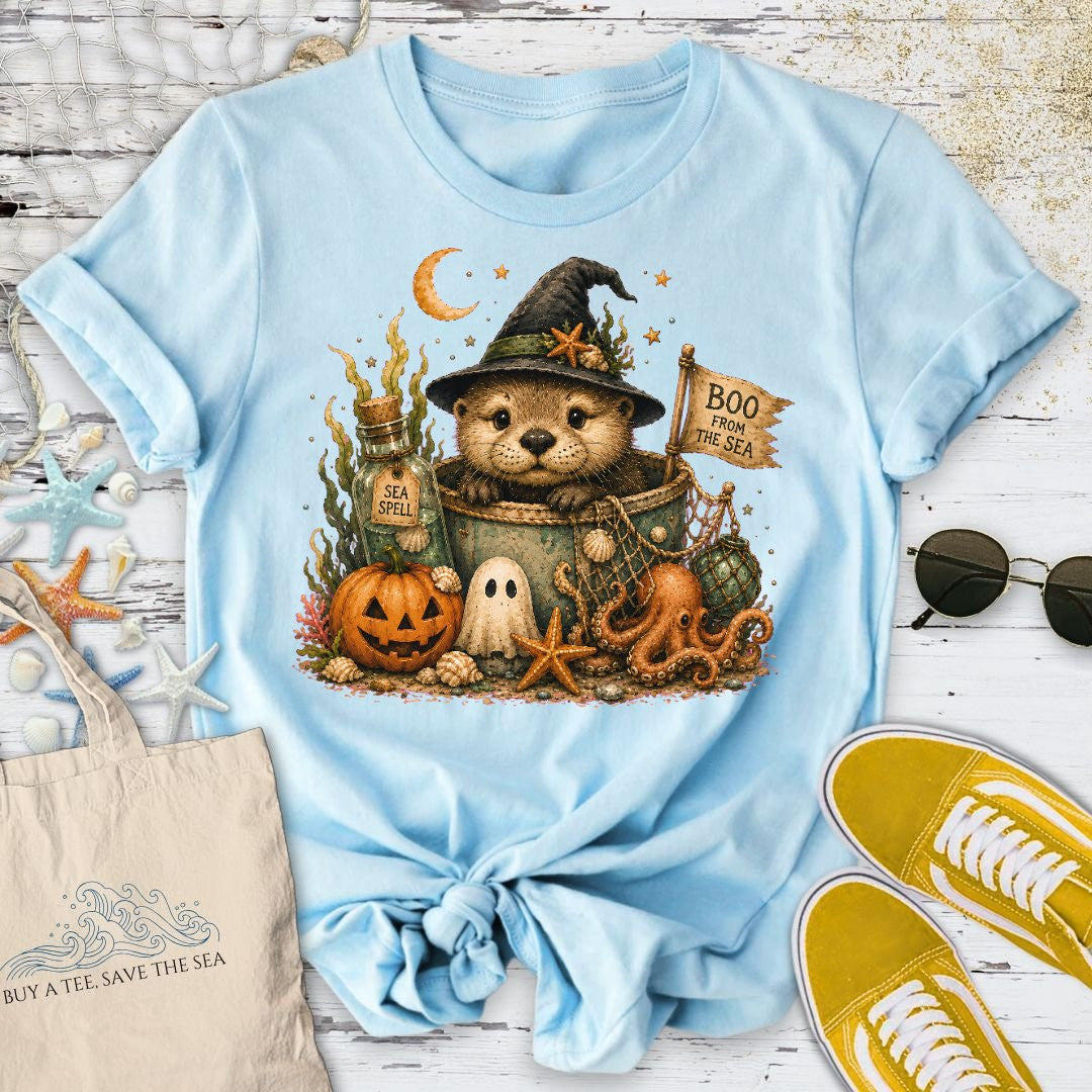 Boo From The Sea, Halloween Otter T-Shirt - Ocean Graphic Tee - Gift for Ocean Lovers - Unisex