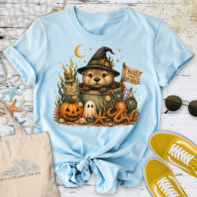 Boo From The Sea, Halloween Otter T-Shirt - Ocean Graphic Tee - Gift for Ocean Lovers - Unisex