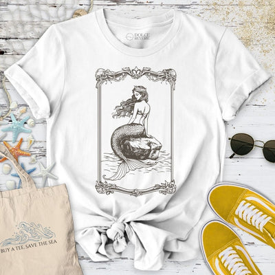 Mermaid Line Art T-Shirt - Ocean Graphic Tee - Gift for Ocean Lovers - Unisex