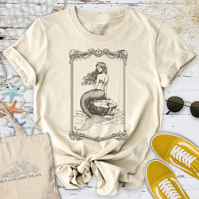 Mermaid Line Art T-Shirt - Ocean Graphic Tee - Gift for Ocean Lovers - Unisex