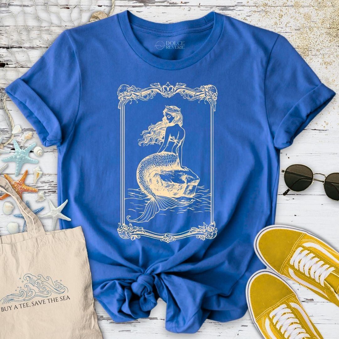 Mermaid Line Art T-Shirt - Ocean Graphic Tee - Gift for Ocean Lovers - Unisex