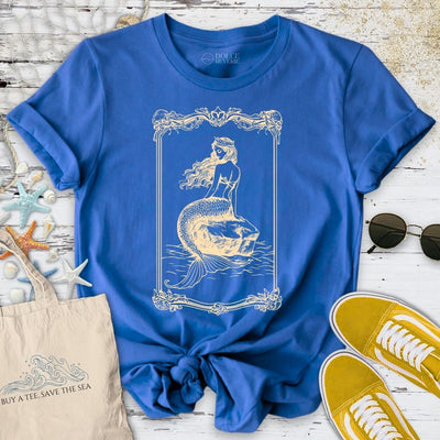 Mermaid Line Art T-Shirt - Ocean Graphic Tee - Gift for Ocean Lovers - Unisex