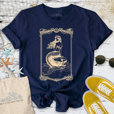 Mermaid Line Art T-Shirt - Ocean Graphic Tee - Gift for Ocean Lovers - Unisex