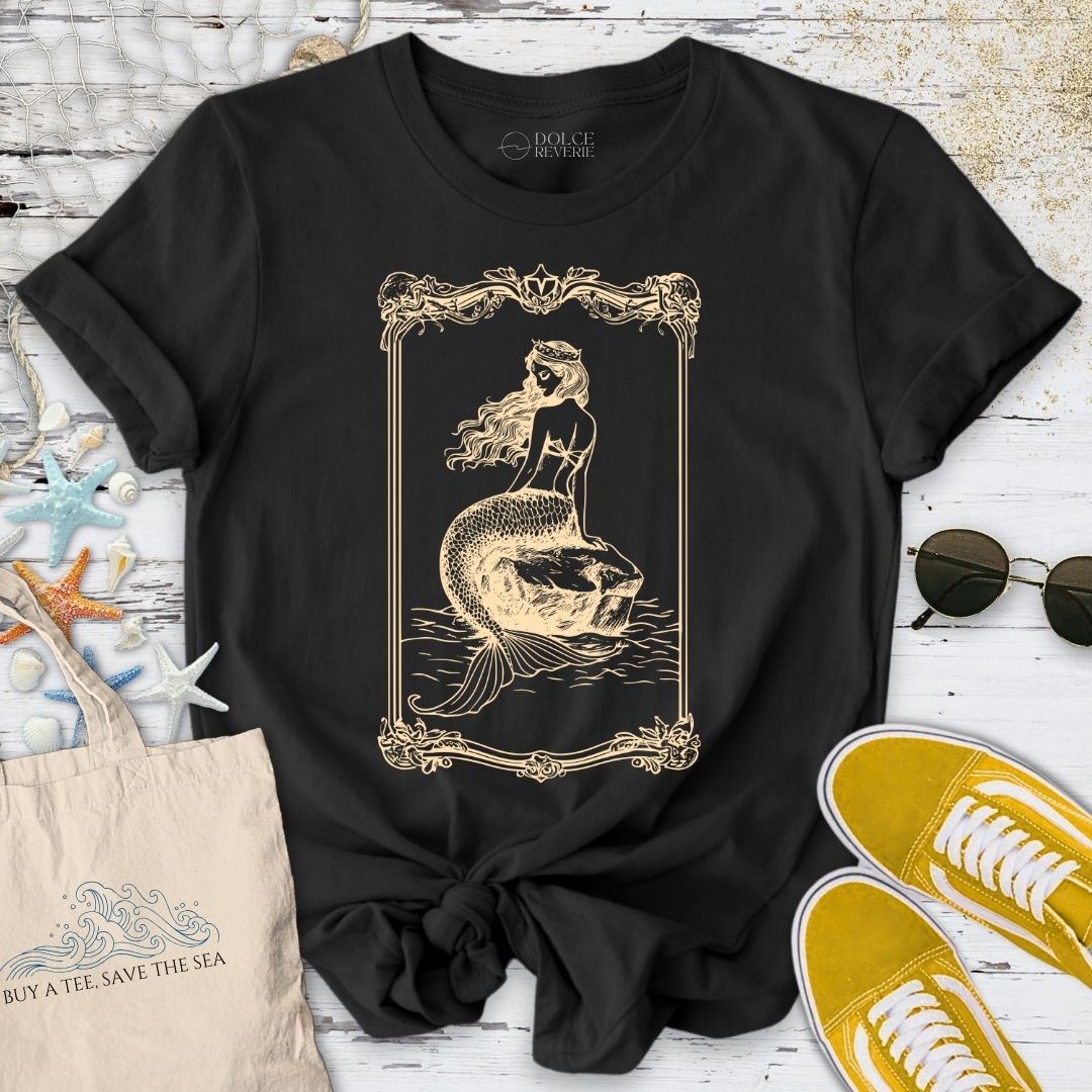 Mermaid Line Art T-Shirt - Ocean Graphic Tee - Gift for Ocean Lovers - Unisex