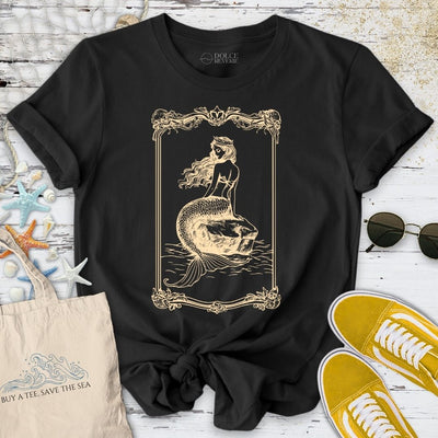 Mermaid Line Art T-Shirt - Ocean Graphic Tee - Gift for Ocean Lovers - Unisex