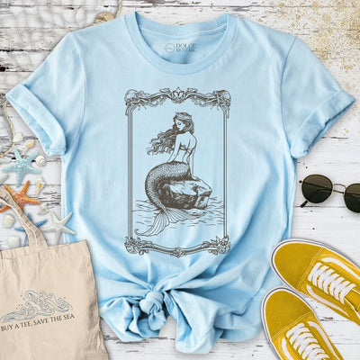 Mermaid Line Art T-Shirt - Ocean Graphic Tee - Gift for Ocean Lovers - Unisex