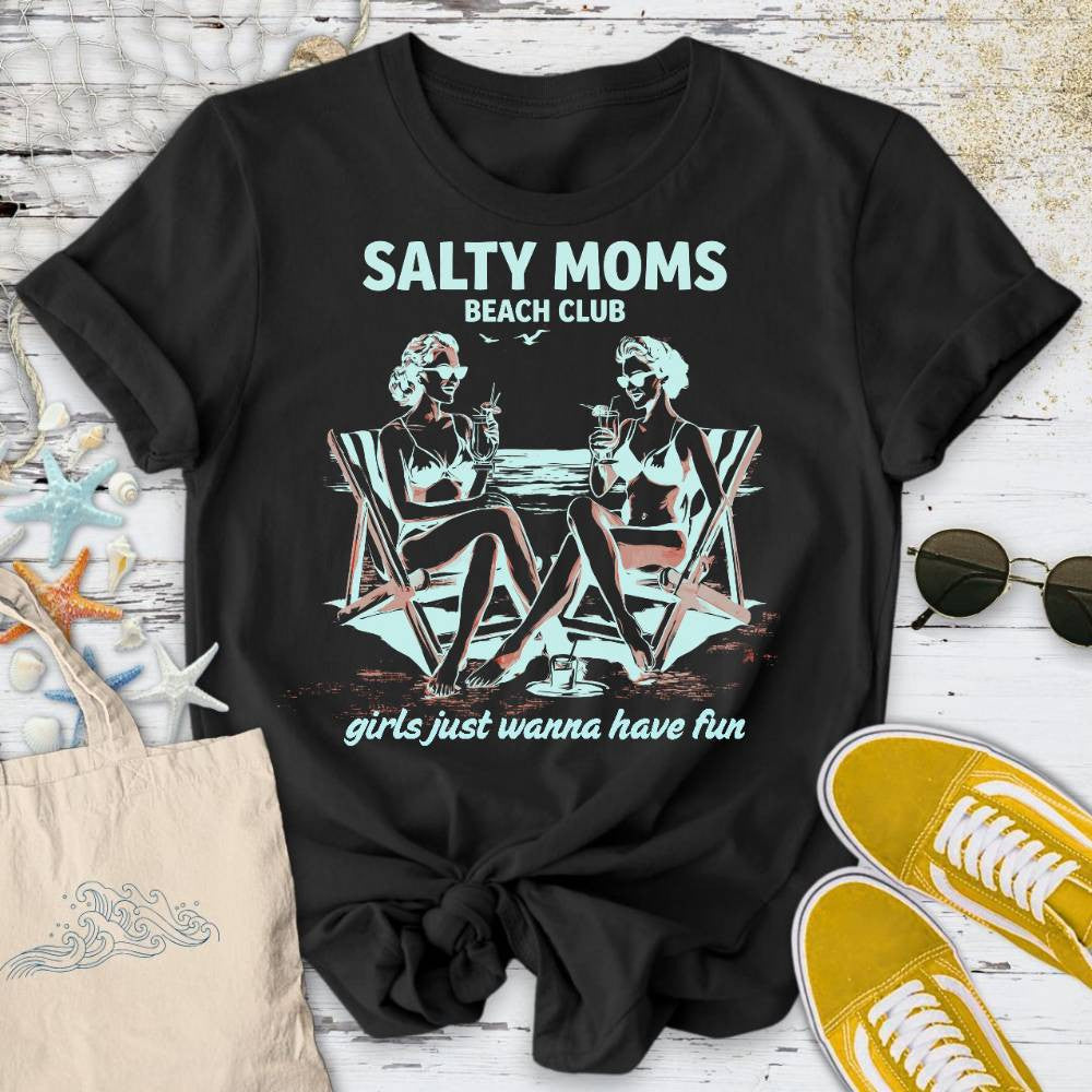 Salty Moms Beach Club T-Shirt - Ocean Graphic Tee - Gift for Ocean Lovers - Unisex
