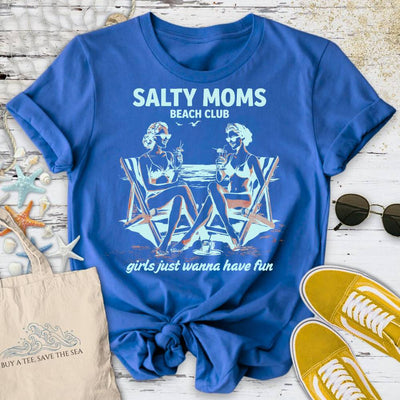 Salty Moms Beach Club T-Shirt - Ocean Graphic Tee - Gift for Ocean Lovers - Unisex