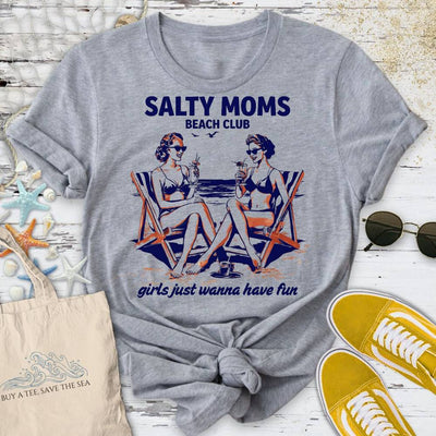 Salty Moms Beach Club T-Shirt - Ocean Graphic Tee - Gift for Ocean Lovers - Unisex