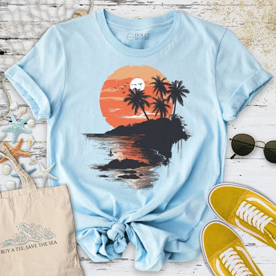 Tropical Sunset T-Shirt - Ocean Graphic Tee - Gift for Ocean Lovers - Unisex