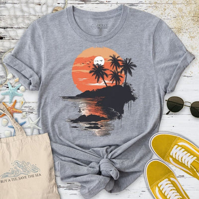 Tropical Sunset T-Shirt - Ocean Graphic Tee - Gift for Ocean Lovers - Unisex