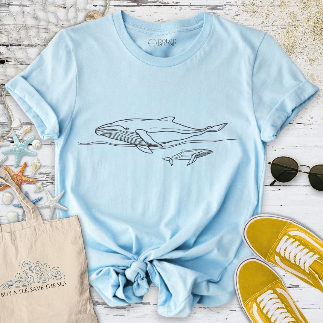 Humpback Whale Line T-Shirt - Ocean Graphic Tee - Gift for Ocean Lovers - Unisex
