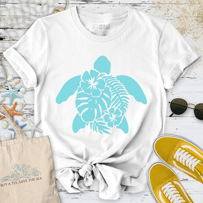 Turtle & Plants T-Shirt - Ocean Graphic Tee - Gift for Ocean Lovers - Unisex
