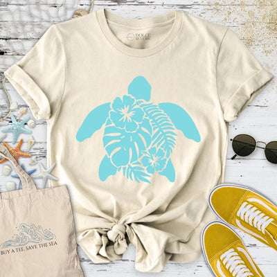 Turtle & Plants T-Shirt - Ocean Graphic Tee - Gift for Ocean Lovers - Unisex