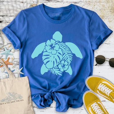 Turtle & Plants T-Shirt - Ocean Graphic Tee - Gift for Ocean Lovers - Unisex
