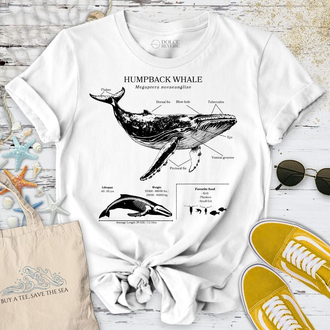 Humpback Whale Anatomy T-Shirt - Ocean Graphic Tee - Gift for Ocean Lovers - Unisex