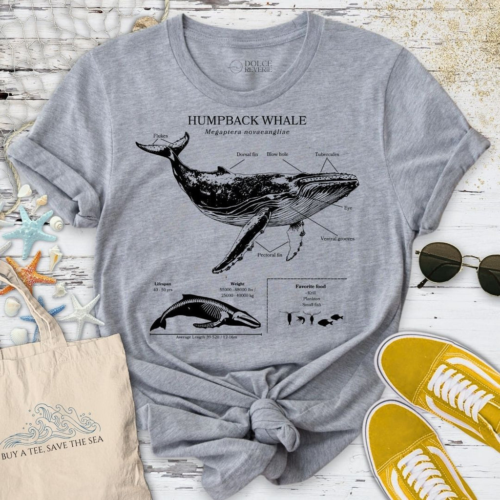 Humpback Whale Anatomy T-Shirt - Ocean Graphic Tee - Gift for Ocean Lovers - Unisex