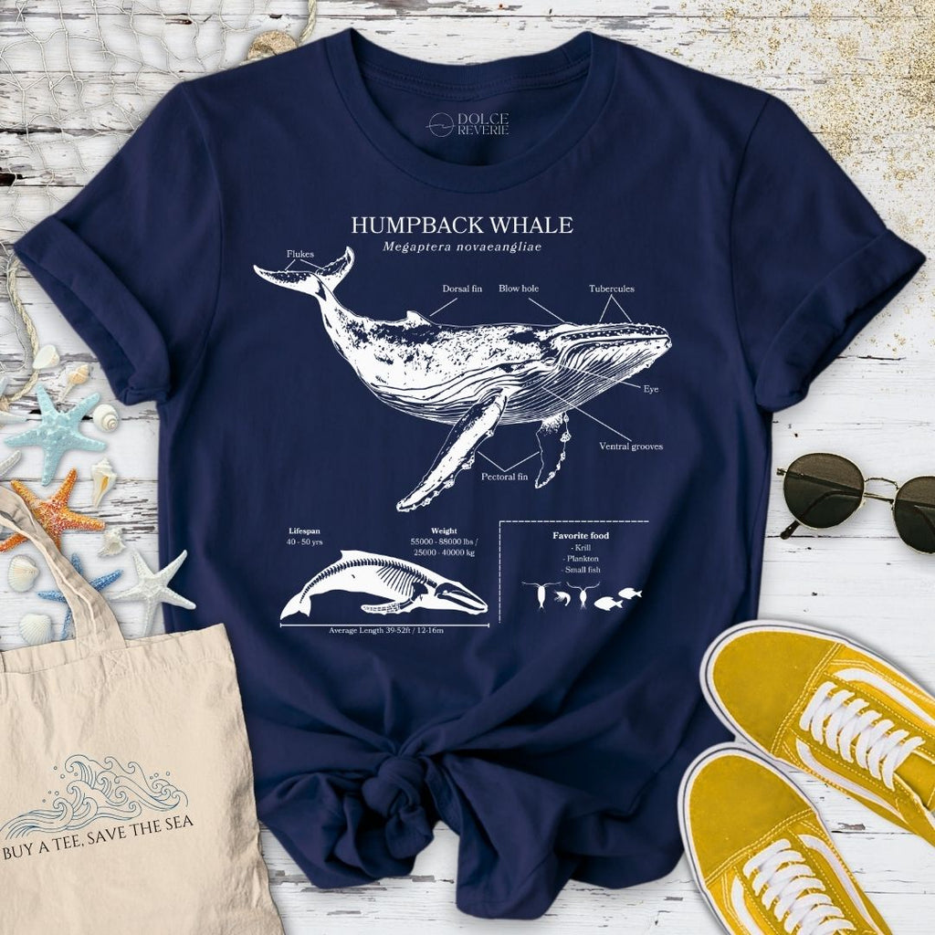 Humpback Whale Anatomy T-Shirt - Ocean Graphic Tee - Gift for Ocean Lovers - Unisex