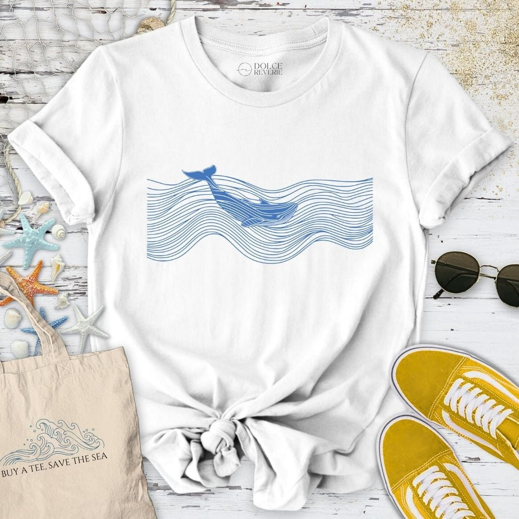 Swimming Whale T-Shirt - Ocean Graphic Tee - Gift for Ocean Lovers - Unisex