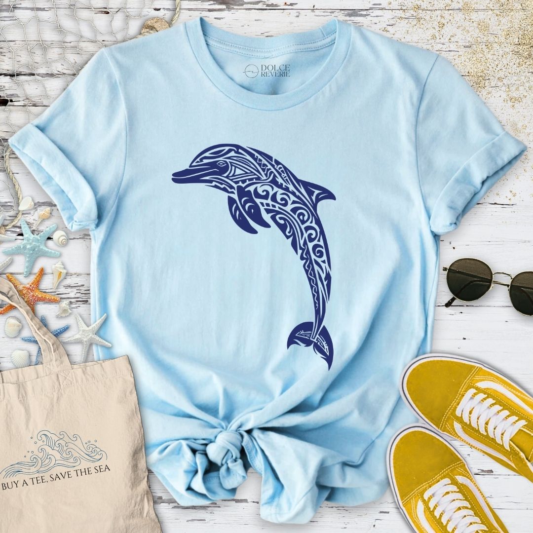 Tribal Dolphin T-Shirt - Ocean Graphic Tee - Gift for Ocean Lovers - Unisex