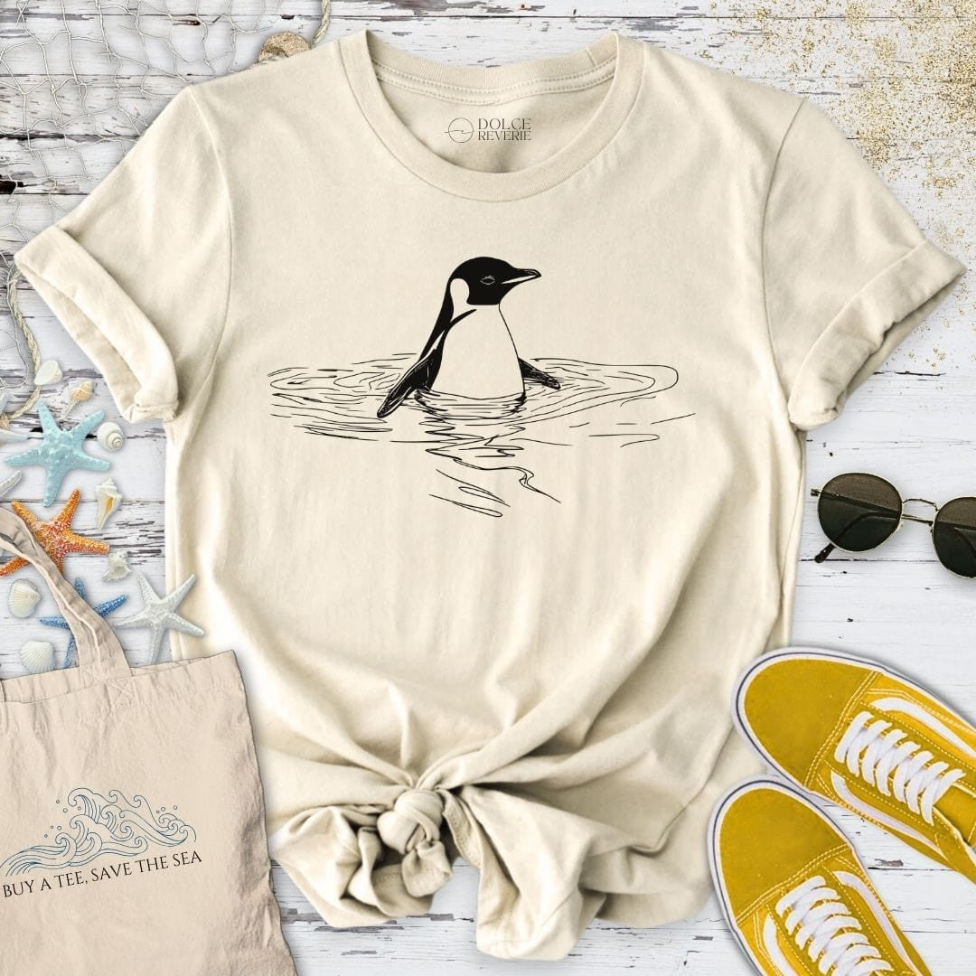Penguin In The Sea T-Shirt - Ocean Graphic Tee - Gift for Ocean Lovers - Unisex