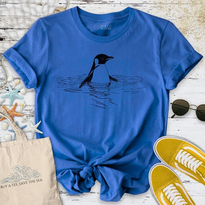 Penguin In The Sea T-Shirt - Ocean Graphic Tee - Gift for Ocean Lovers - Unisex
