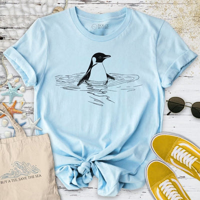 Penguin In The Sea T-Shirt - Ocean Graphic Tee - Gift for Ocean Lovers - Unisex