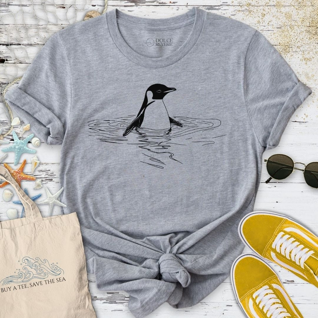 Penguin In The Sea T-Shirt - Ocean Graphic Tee - Gift for Ocean Lovers - Unisex