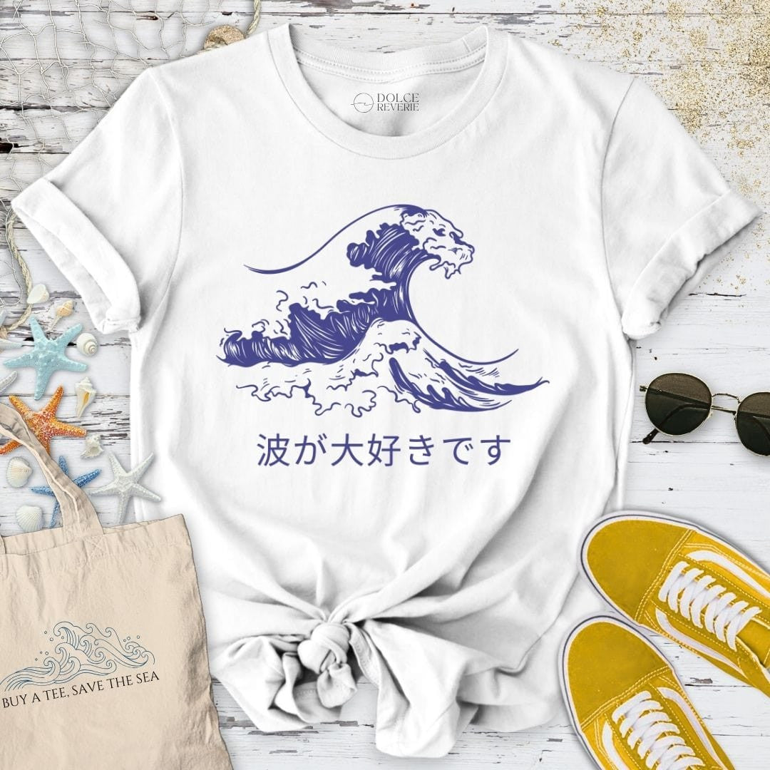I Love Waves T-Shirt - Ocean Graphic Tee - Gift for Ocean Lovers - Unisex