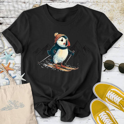 Skier Puffin T-Shirt - Ocean Graphic Tee - Gift for Ocean Lovers - Unisex